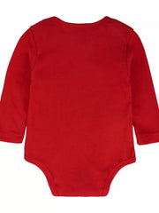 Children's My First Christmas Reindeer Baby Outfit Set in red, featuring basic style and two-piece design, made of cotton and spandex.