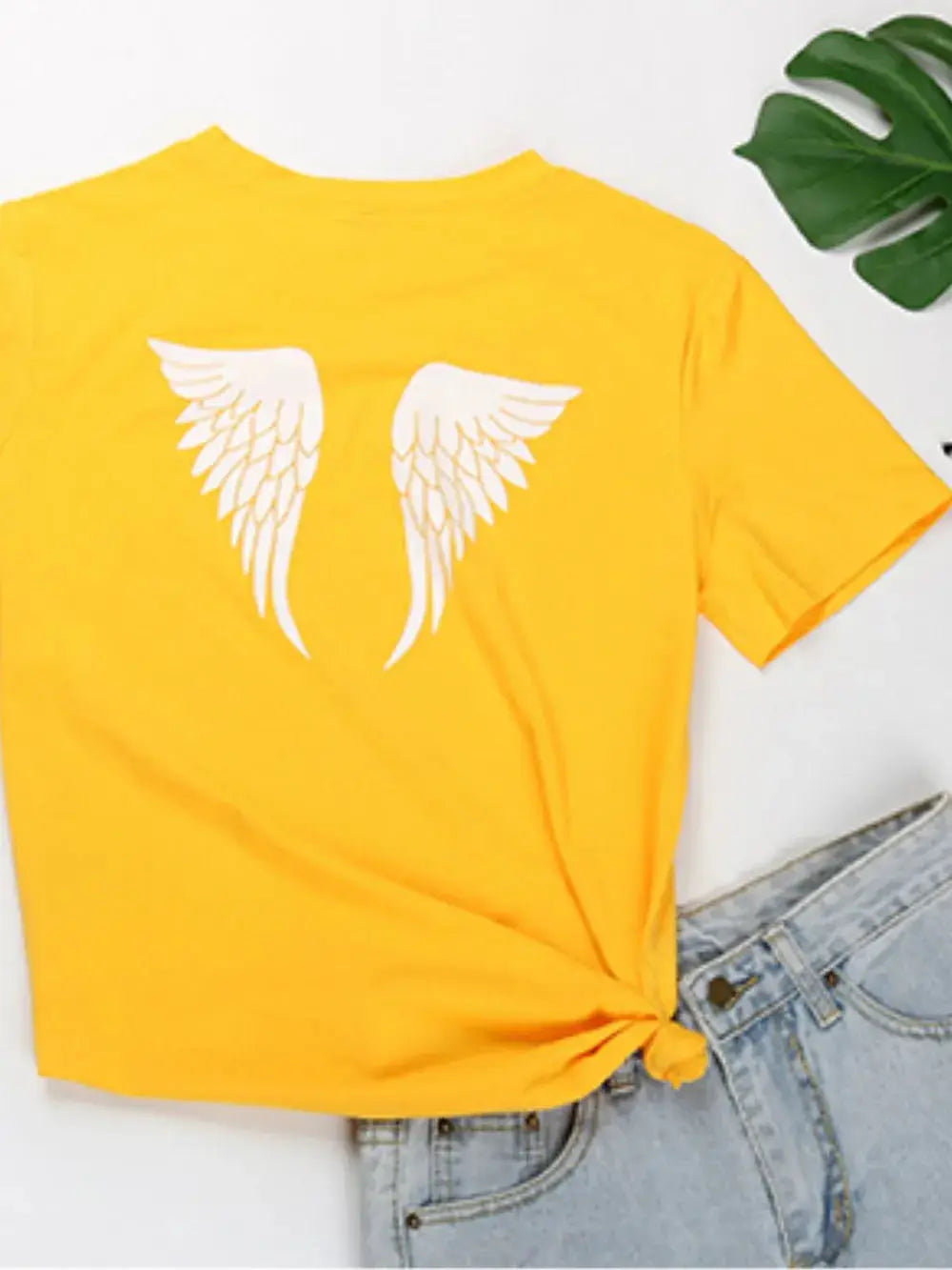 Perfee ANGEL Round Neck Short Sleeve T-Shirt.
