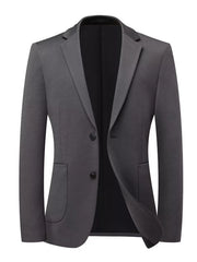 Men's Classic Fit Two-Button Blazer in gray, basic style, normal thickness, acrylic, polyester, nylon, wool blend, two buttons, imported.
