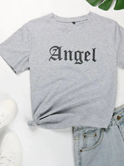 Perfee ANGEL Round Neck Short Sleeve T-Shirt.