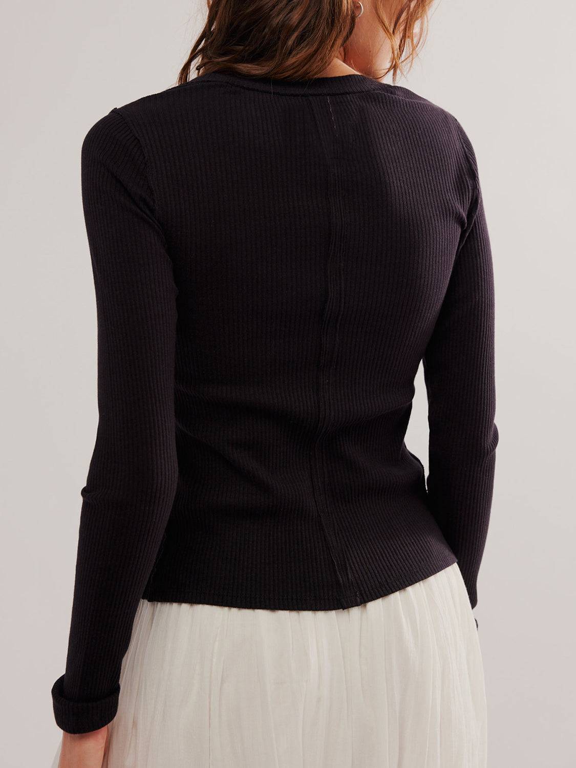 Button Up Round Neck Long Sleeve Cardigan.