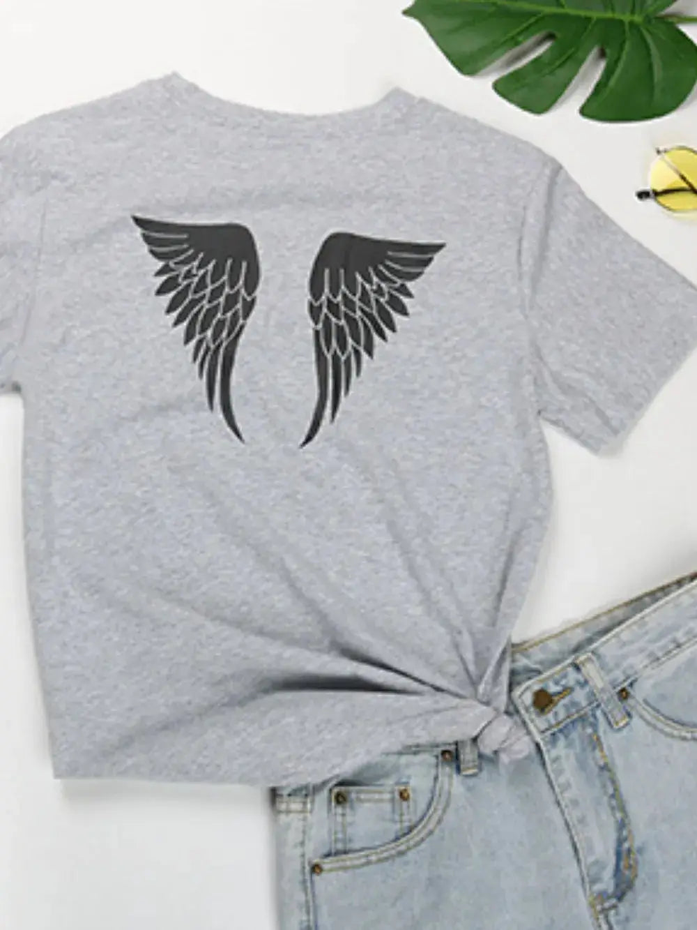Perfee ANGEL Round Neck Short Sleeve T-Shirt.