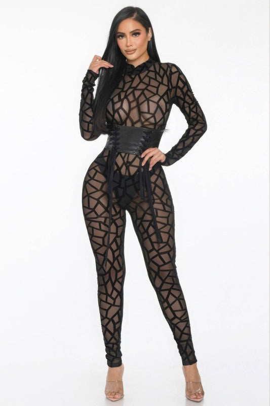 Geometric Printed Jersey Jumpsuit.
