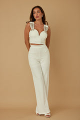 Model wearing Jewel Beaded Ribbon Bow Sets with beaded straps and ribbon detail, perfect for standout occasions - GirlSavvi