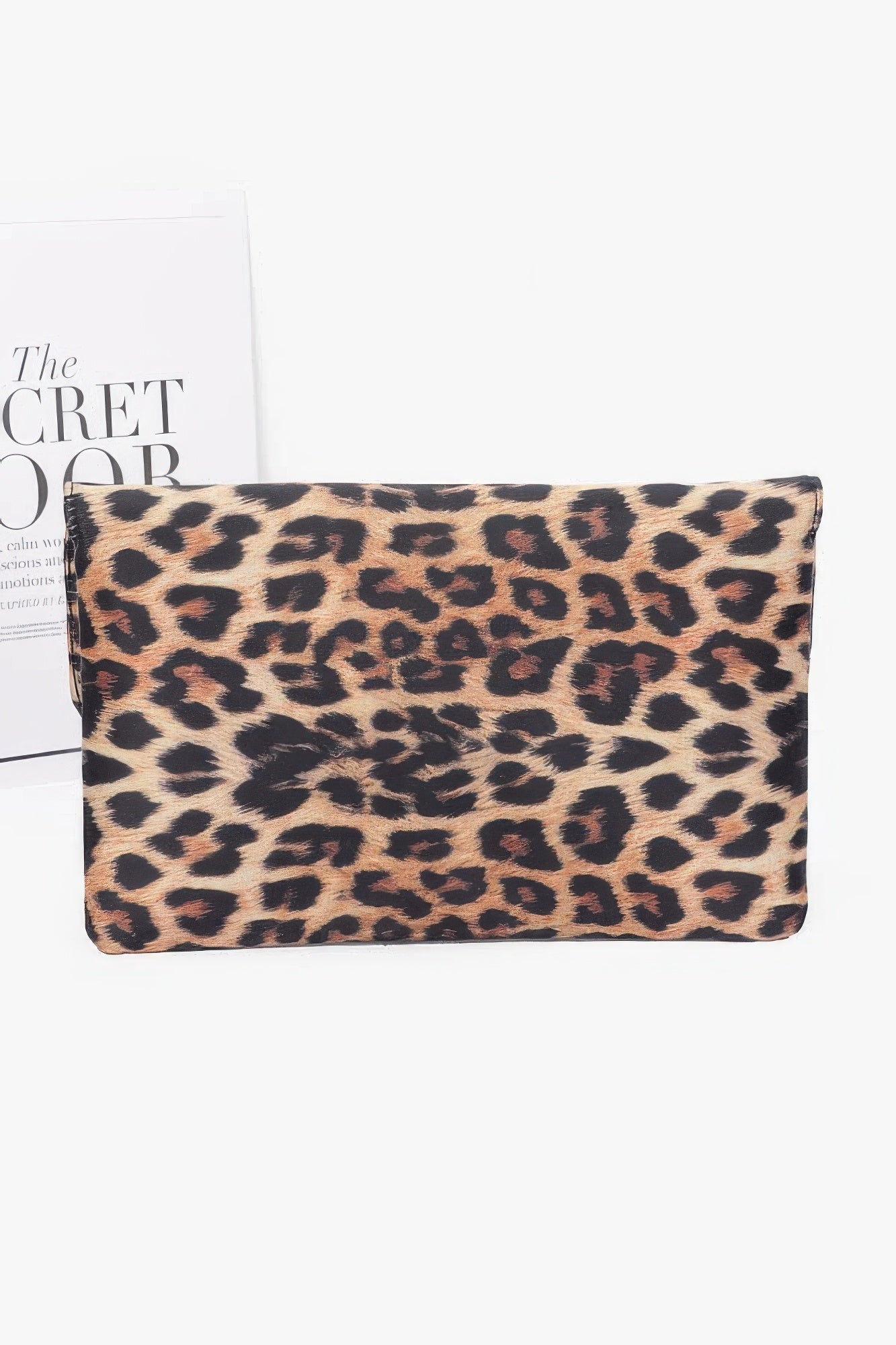 Nylon Leopard Metal Studded Clutch Bag.
