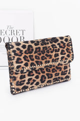 Nylon Leopard Metal Studded Clutch Bag.