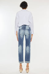 Kancan High Rise Cuffed Straight Jeans.