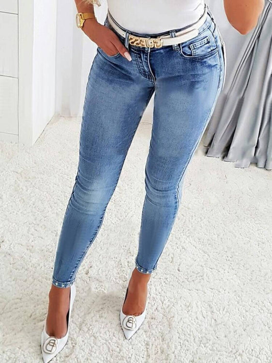 Rhinestone Skinny Jeans with Pockets.