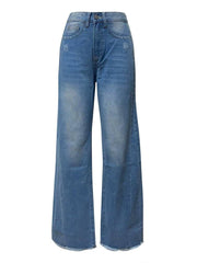 Women’s Raw Hem Wide Leg Jeans with Pockets.