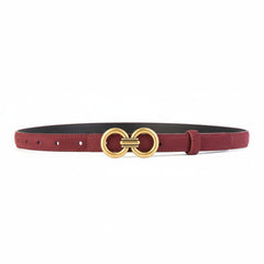 Golden Double Circle Buckle Belt made from cowhide leather, imported, featuring a stylish double circle buckle design.