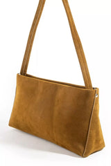 Fame Faux Suede Rectangle Bag in brown suede texture, stylish and versatile accessory for fashion-forward outfits.