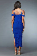 Royal Blue Mesh Midi Dress