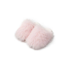 Pink round toe flats slippers with fluffy PVC design, offering cozy comfort and stylish indoor wear for women.