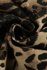 Fabric close-up of Leopard Wide Leg Pants with Pockets highlighting soft, breathable cotton material and vivid leopard pattern.