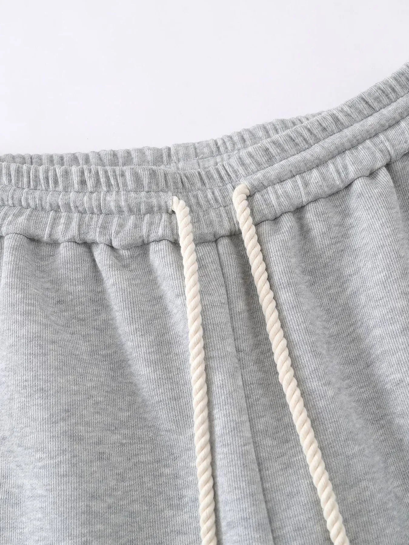 Cotton Printed Drawstring Casual Shorts waistband details in gray fabric with drawstrings for a relaxed fit.