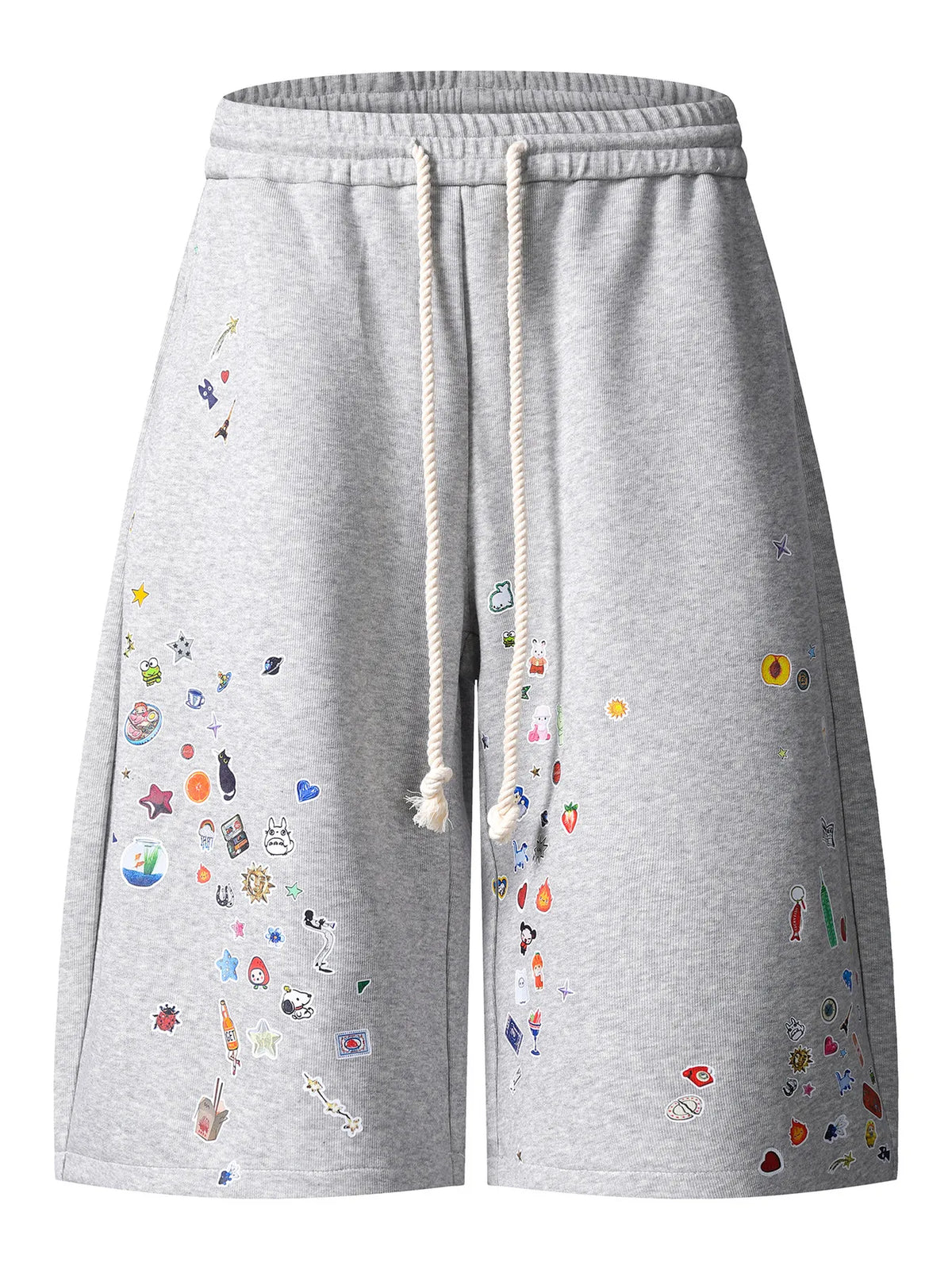 Cotton Printed Drawstring Casual Shorts featuring a playful all-over graphic print in a relaxed fit style.
