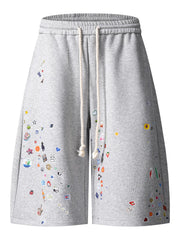 Cotton Printed Drawstring Casual Shorts featuring a playful all-over graphic print in a relaxed fit style.