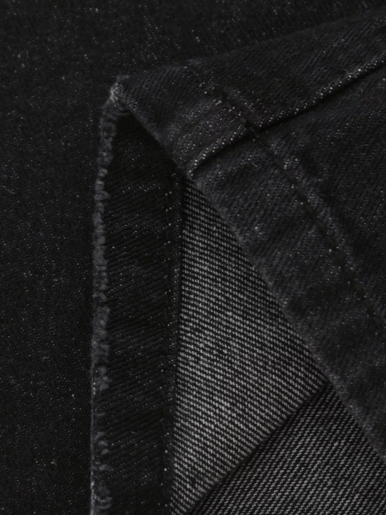 Close-up of denim fabric from Distressed Loose Fit Jeans highlighting texture and stitching detail.