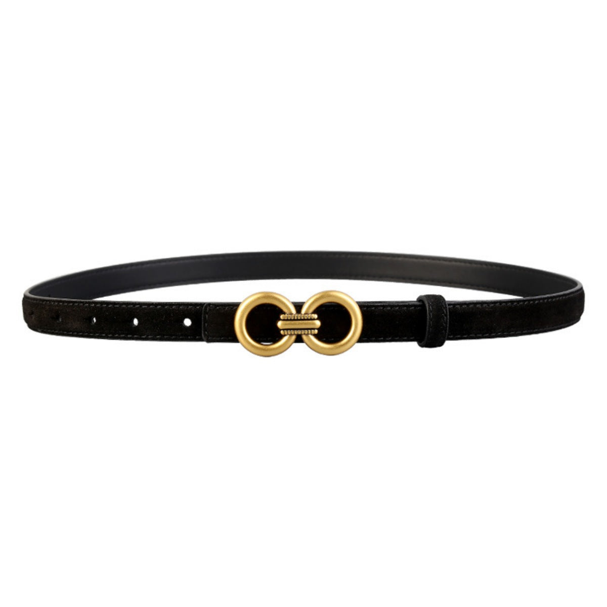 Golden Double Circle Buckle Belt made of imported cowhide leather in a classic design.