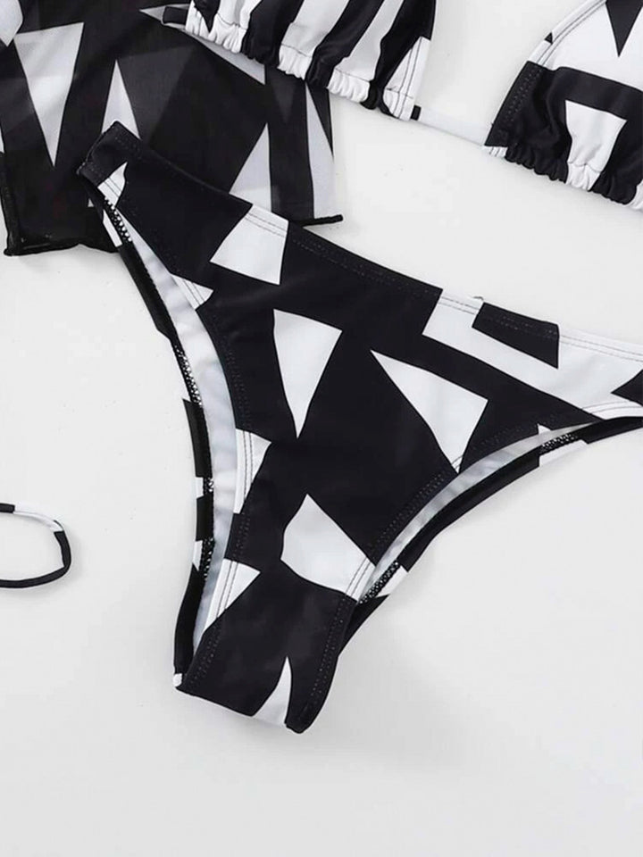 Women’s Printed Halter Neck Bikini and Cover Up Swim Set