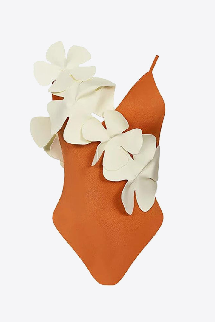 Women's Flower Contrast One-Piece Swimsuit
