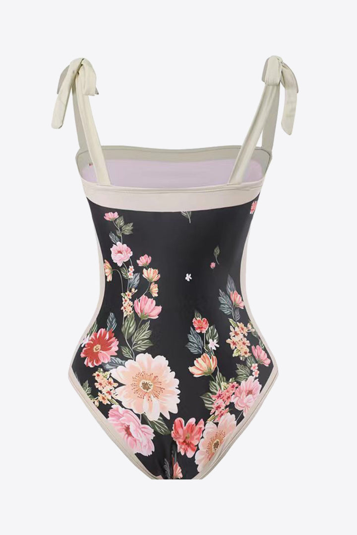 Women's Floral Tie-Shoulder Two-Piece Swim Set
