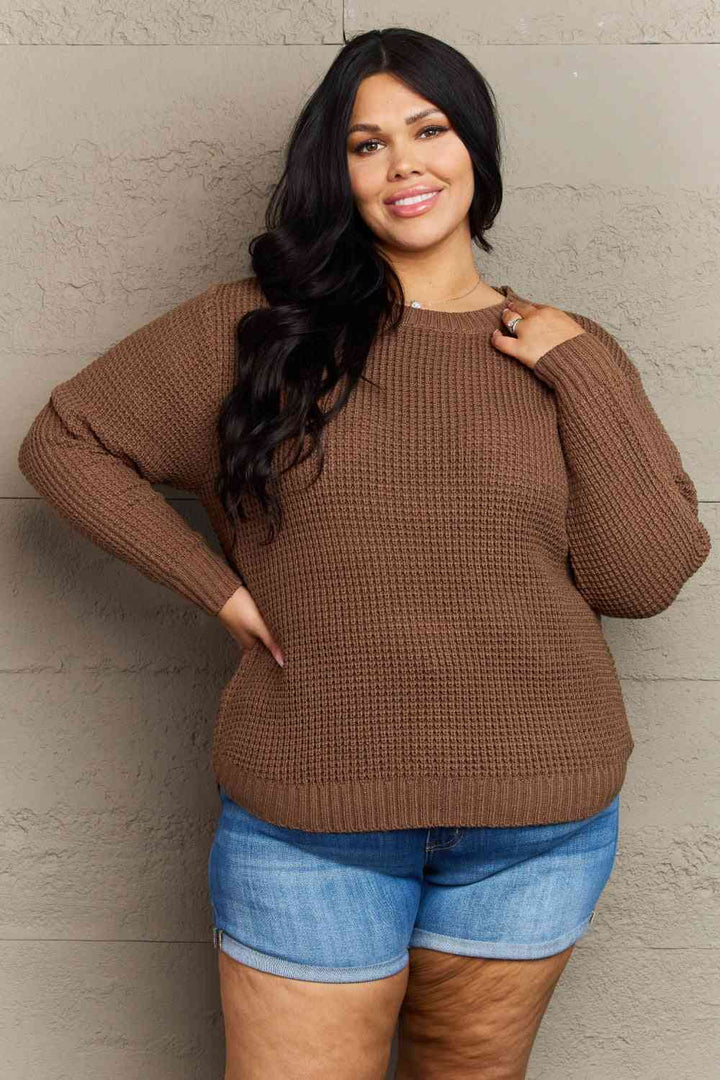 Women’s Plus Size High Low Waffle Knit Sweater