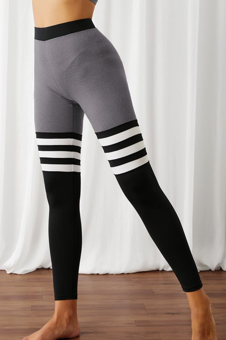 Women's Color Block Elastic Waistband Active Leggings