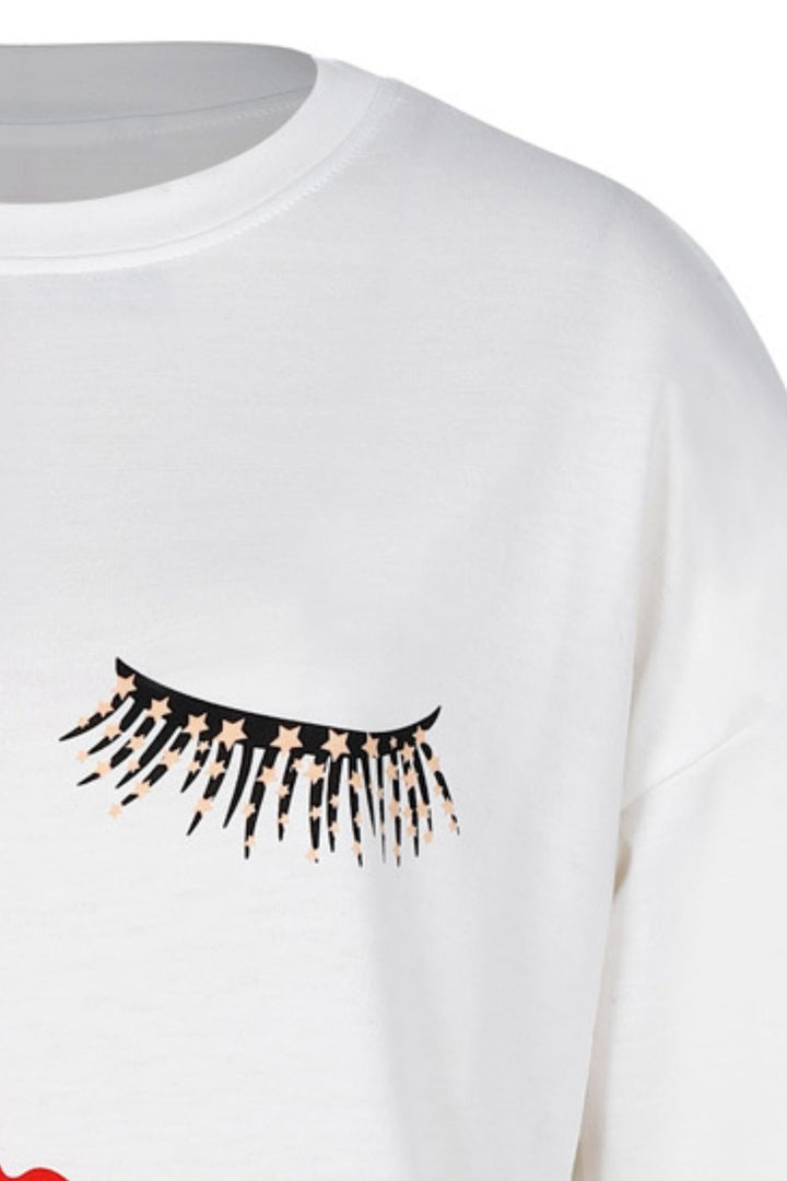 Women's Graphic Dropped Shoulder Round Neck Sweatshirt
