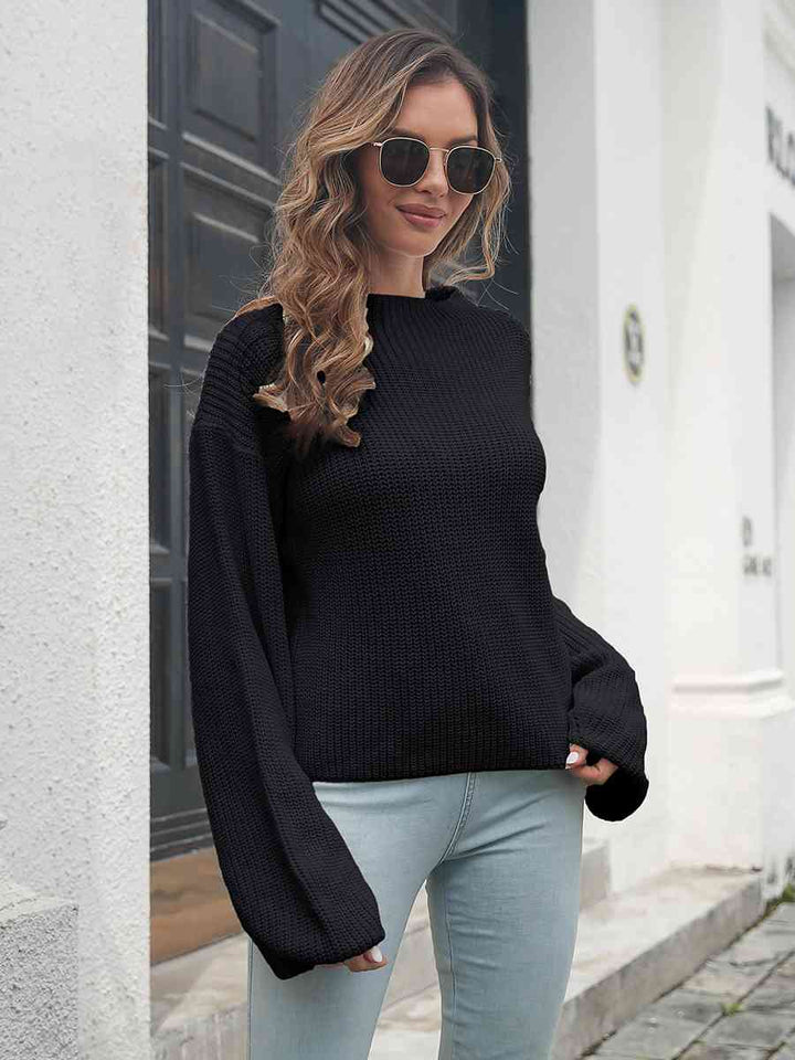 Women’s - Round Neck Dropped Shoulder Sweater