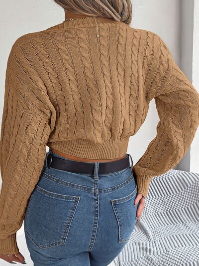 Women’s Twisted Cable-Knit V-Neck Sweater