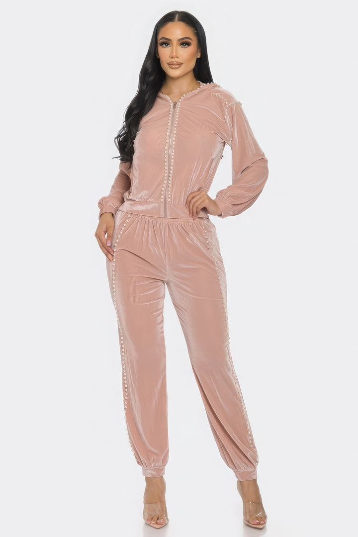 Women’s Jogger With Pearls Set