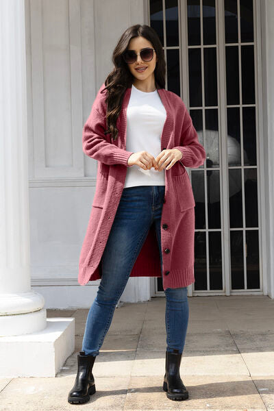 Women’s Button Up Long Sleeve Cardigan with Pockets